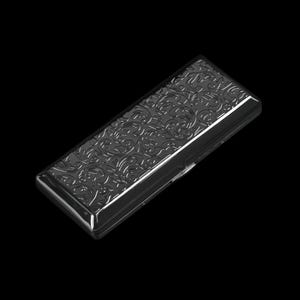 Art Nouveau Floral Cigarette Case | Engraved Metal Card Holder Black