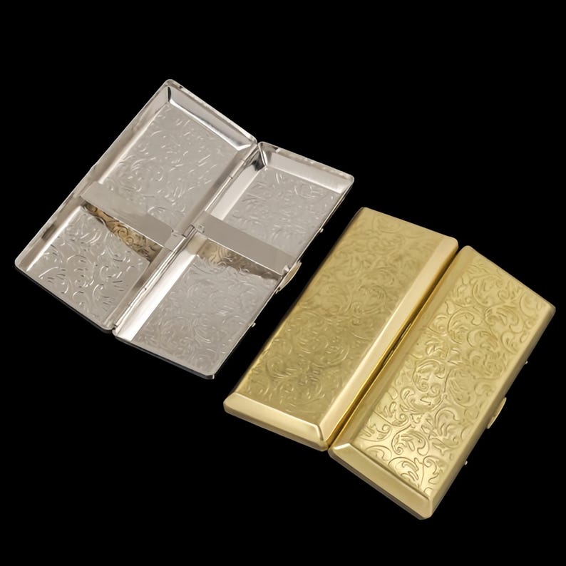 Art Nouveau Floral Cigarette Case | Engraved Metal Card Holder image 7