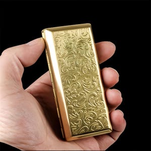Art Nouveau Floral Cigarette Case | Engraved Metal Card Holder image 4