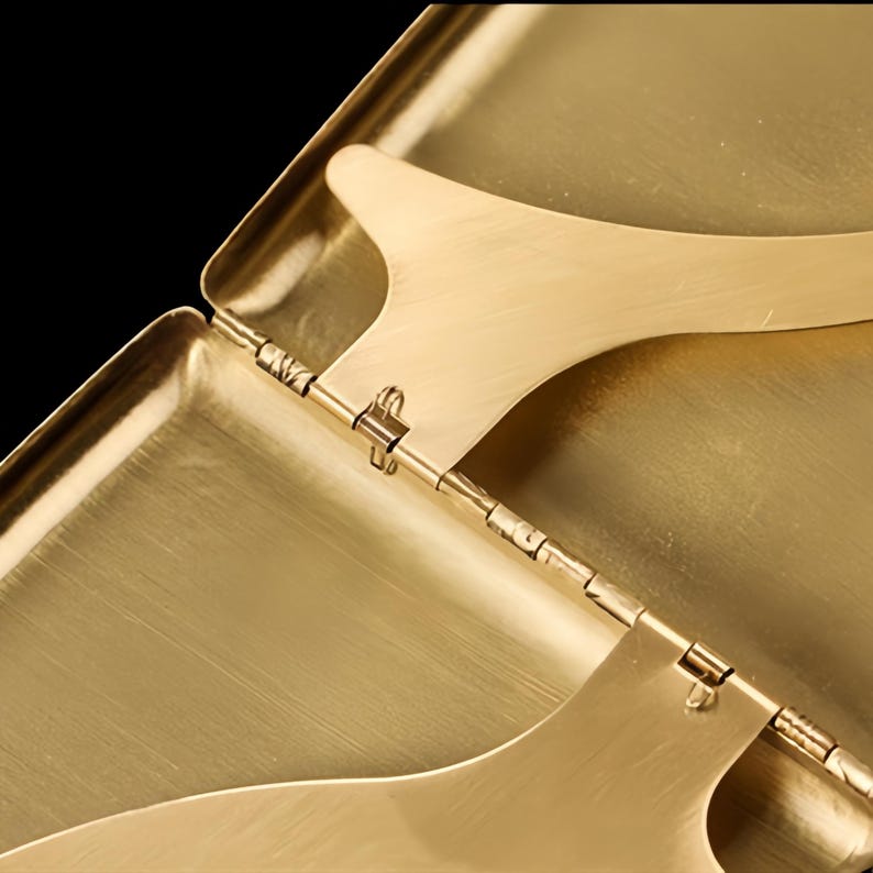 Brass Cigarette Case | 118g Vintage Card Holder, 20 Stick Full-Size Wallet | Groomsman Gift image 7