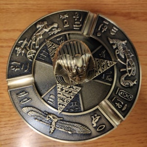 King Tut Sarcophagus Ashtray: Zinc Alloy Egyptian Decor