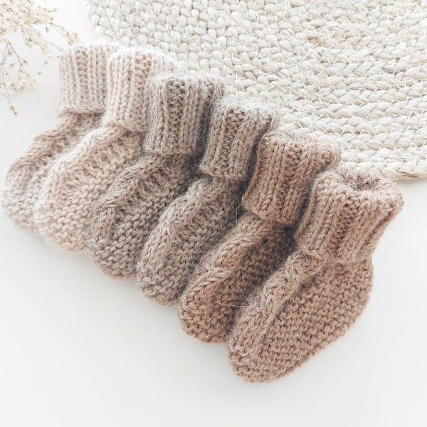 Babysokjes - Alpaca sokken - Wollen babysokjes - Babyslofjes - Handgebreide babysokjes - unisex babysokjes