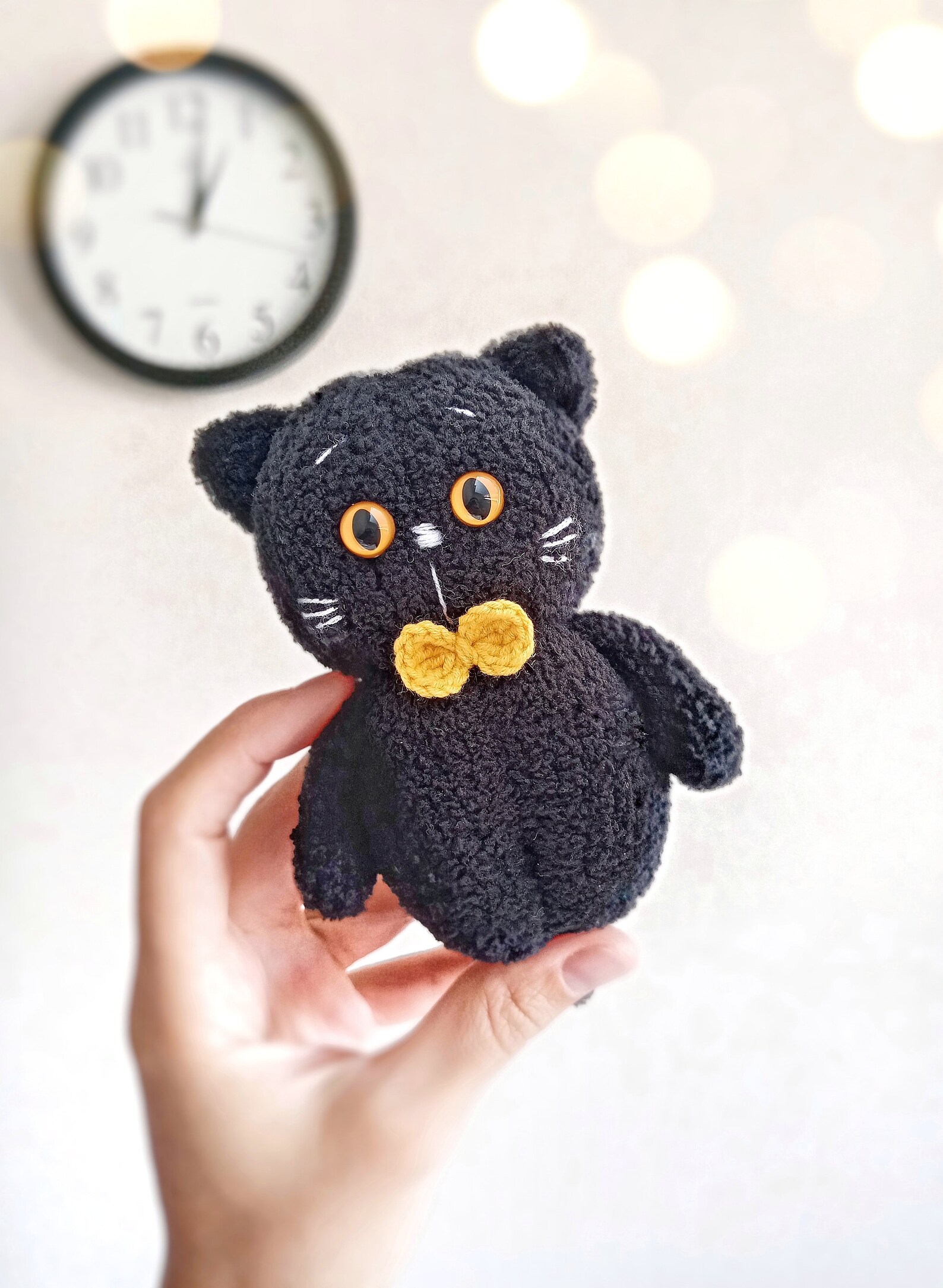 Black cat Halloween Amigurumi Cute kitty Knitted toy cat | Etsy