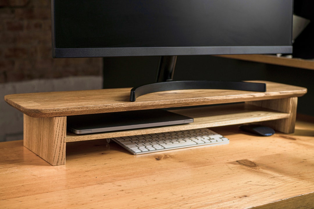 Monitor Shelf Desk Shelf Wood Monitor Stand Desk Etsy