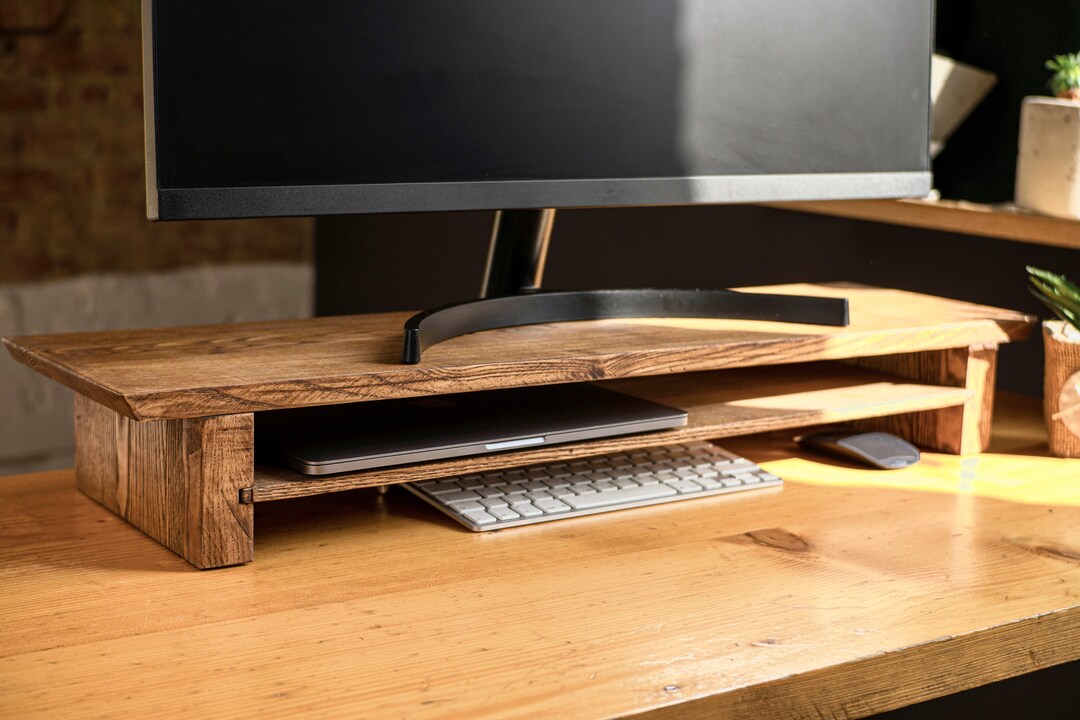 Monitor Shelf Desk Shelf Wood Monitor Stand Desk Etsy UK