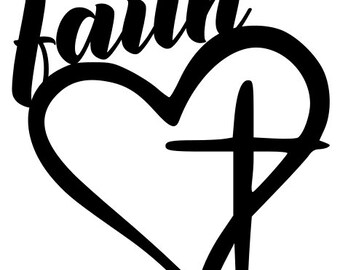 Heart Cross Faith- DXF - SVG - Vector - Digital Download - Laser Cut - CNC - Plasma Water jet - Cut Files - religious Dxf - cross faith Svg