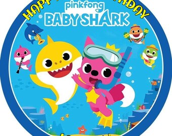 Fondant Baby Shark Chanson Cake Topper Comestible Bebe Requin Famille Comestible Sea Shells Figurines De Gateau Maison