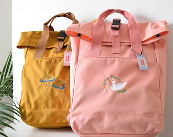 Embroidered Roll Top Backpack Cute