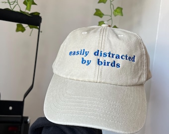 Distracted by Birds Embroidered Vintage Cap