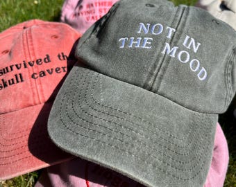 Not in the Mood Embroidered Vintage Cap - Etsy