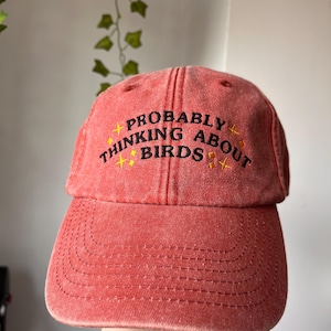 Thinking About Birds Embroidered Vintage Cap