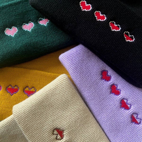 Pixel Heart Beanie | Funny Cute Gaming Hat