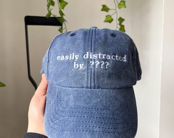 Distracted by Custom Embroidered Vintage Cap