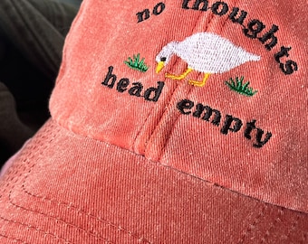 No Thoughts Goose Embroidered Vintage Cap