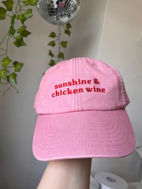 Sunshine & Chicken Wine Embroidered Vintage Cap