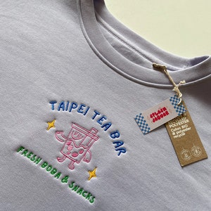 Bubble Tea Embroidered Crewneck Sweatshirt | Cute Gift Jumper Embroidery