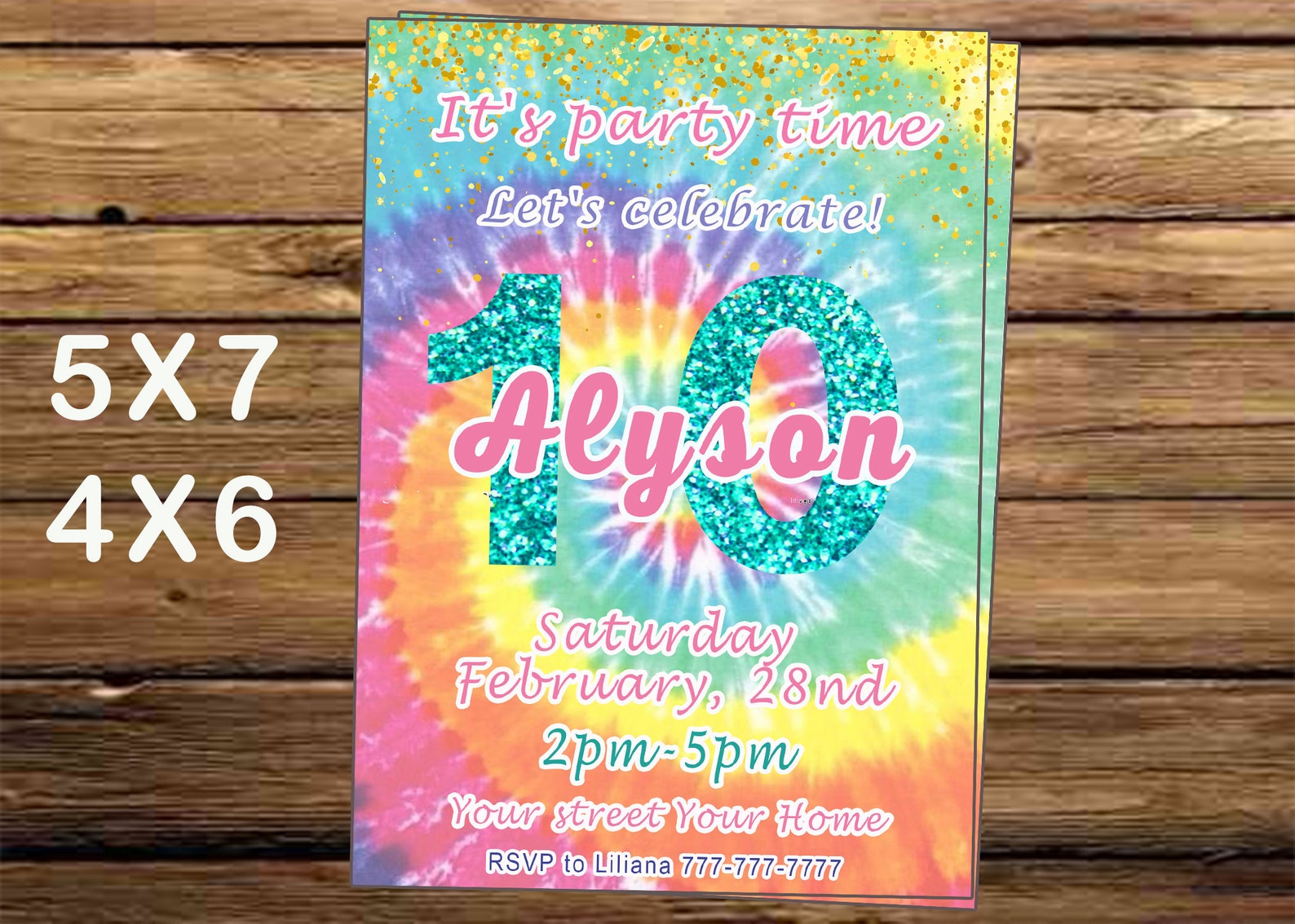 Tie Dye Invitation. Editable Tie Dye Birthday. Sip and Paint Etsy