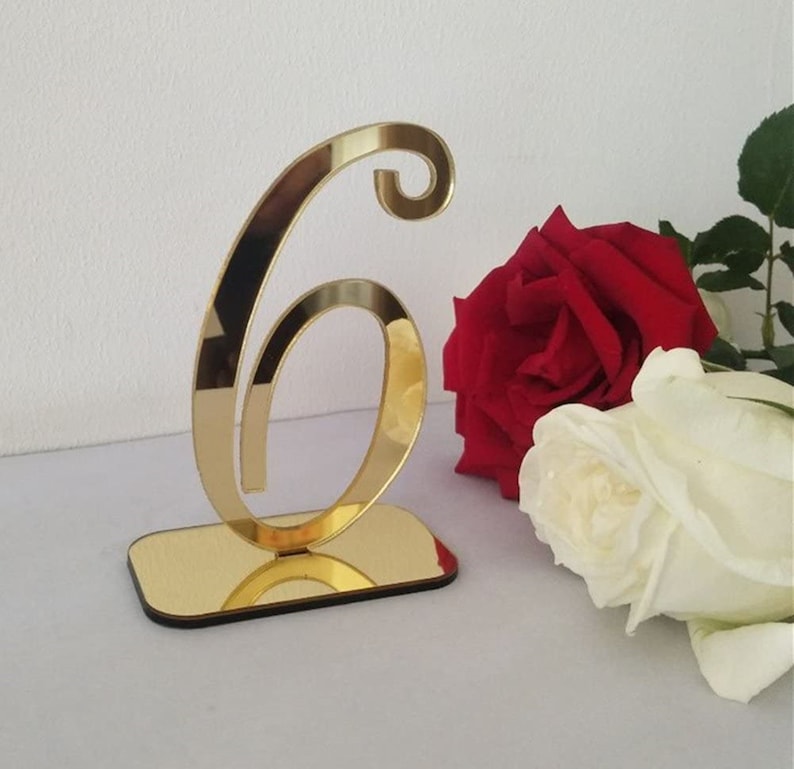 Acrylic Mirror Table Numberswedding Table Numbers Set Etsy