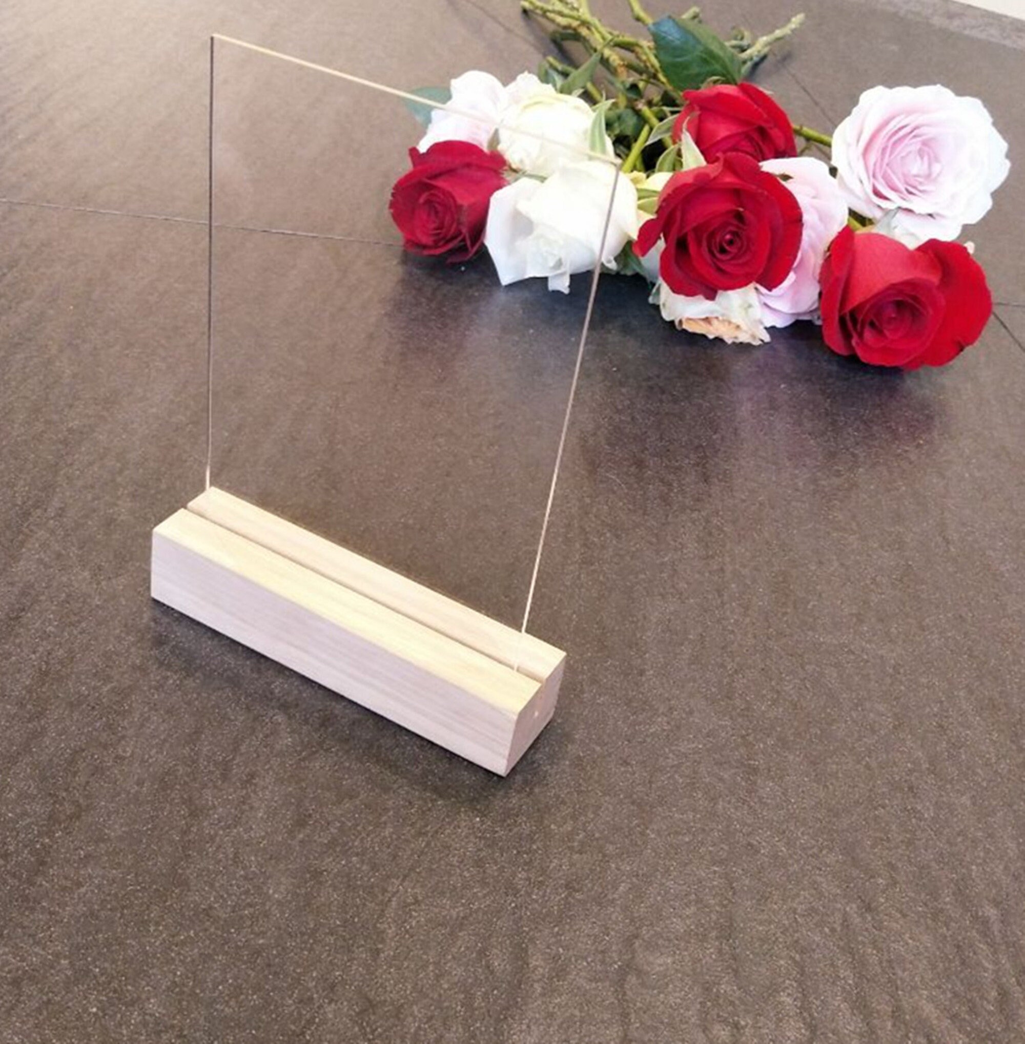 5SETS of Blank Acrylic Sign with Wood StandsAcrylic Table Etsy