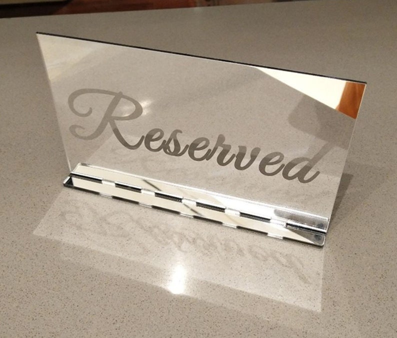 Set of 2 Acrylic Mirror Reserved Table Sign Acrylic Free Standing Reserved Wedding Signs Acrylic Freestanding Decoration