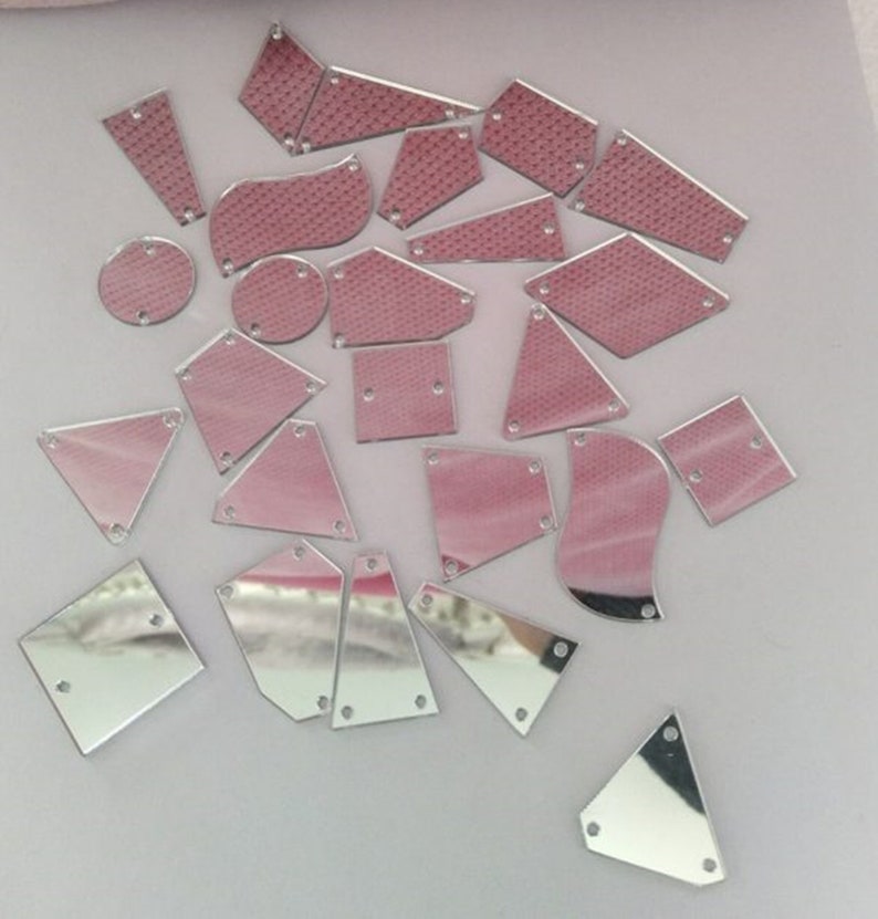 50PCS Silver Sew on Mirror Rhinestones Sew on Mirror Pieces | Etsy
