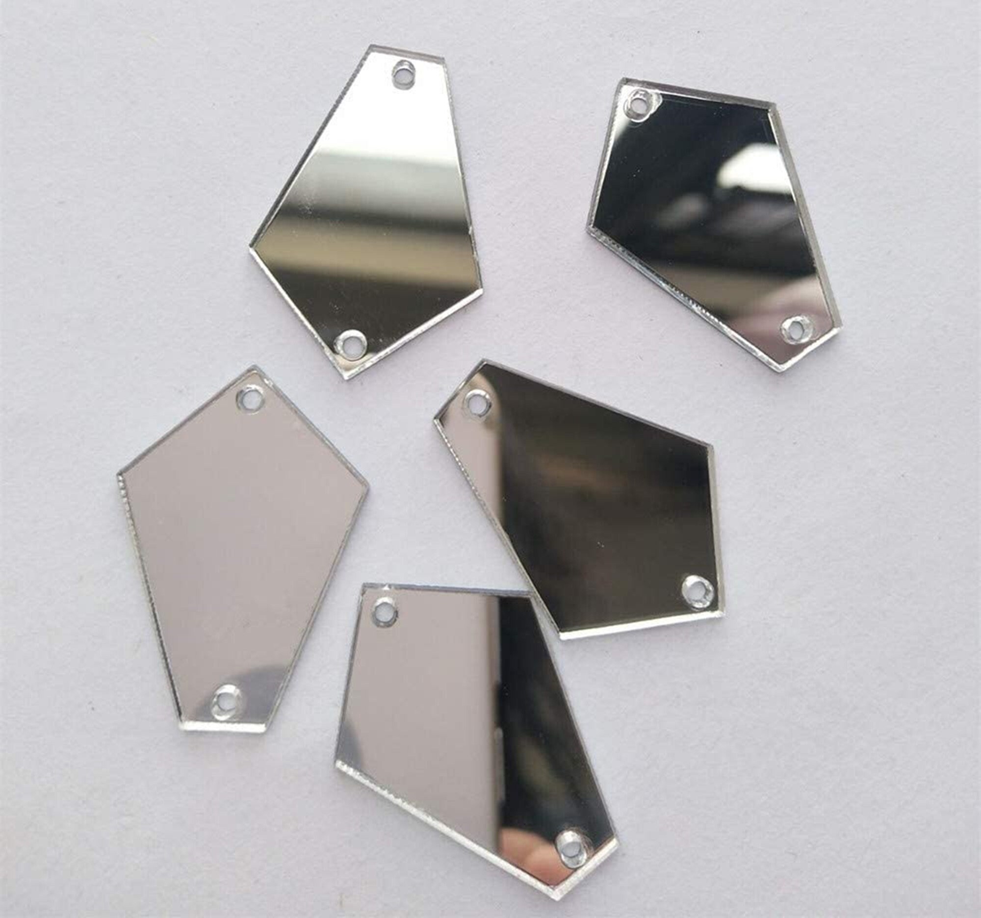 50pcs Color Mirror Sew on Acrylic Crystal Rhinestones Flat back Holes for Custom