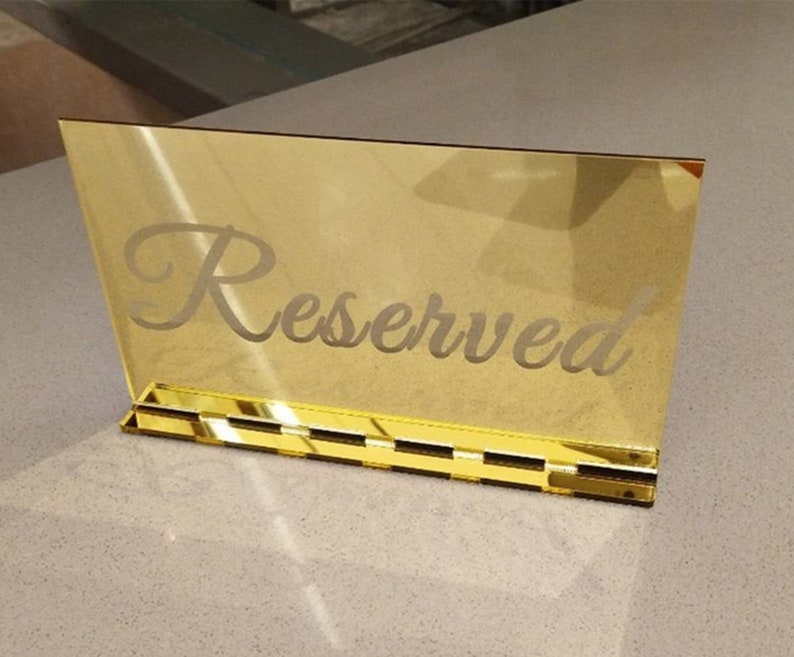 Set of 2 Acrylic Mirror Reserved Table Sign Acrylic Free Standing Reserved Wedding Signs Acrylic Freestanding Decoration