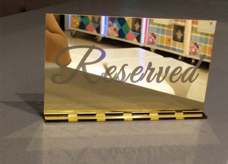 Set of 2 Acrylic Mirror Reserved Table Sign Acrylic Free Standing Reserved Wedding Signs Acrylic Freestanding Decoration