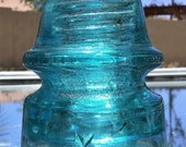 Unaltered Vintage Glass Insulator, CD 162.1 Star Embossed, Signal Type Blue Glass Insulator, Authentic Wide Groove Variant Glass Insulator