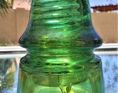 Unaltered Vintage Glass Insulator, CD 162 Star Embossed, Signal Type Green Glass Insulator, Authentic Glass Insulator With Amber Swirls