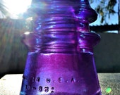 Vintage Stained Violet Purple Glass Insulator, Crown Sahasrara Chakra, Spiritual Human Energy Centers, Yoga Meditation Room Décor