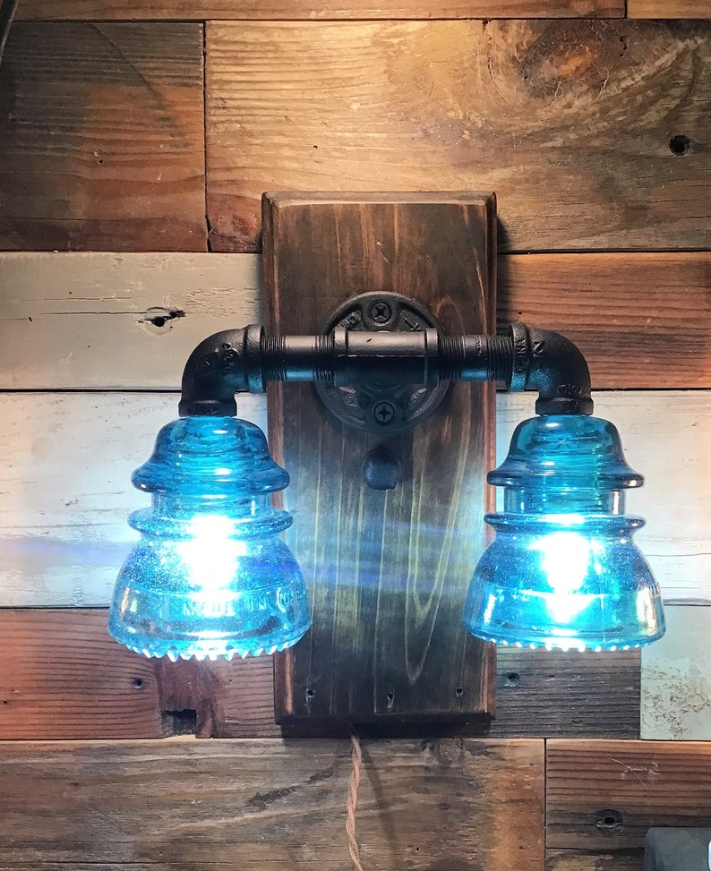 Vintage Hemingray 42 Glass Insulator Wall Sconce. Double Etsy