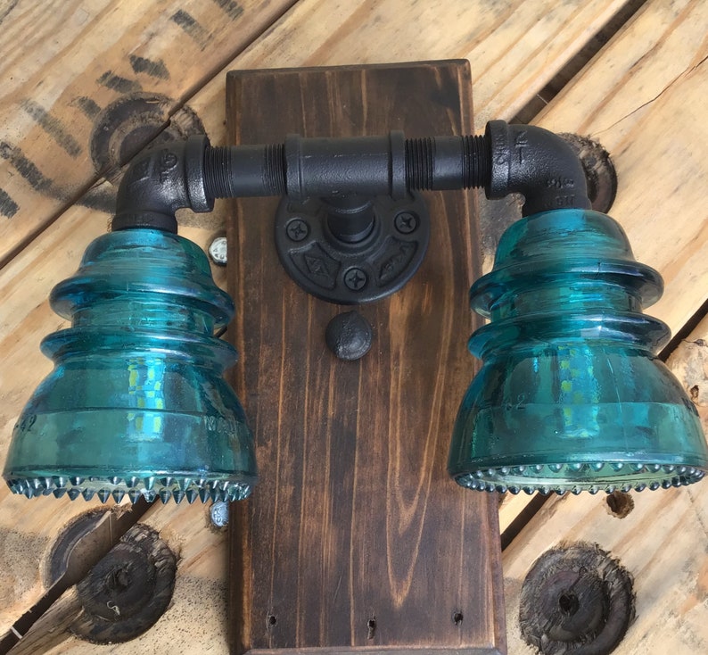 Vintage Hemingray 42 Glass Insulator Wall Sconce. Double Etsy