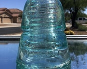 Unaltered Vintage Glass Insulator, H.G.CO Petticoat Embossing Ice Blue Glass Insulator, CD 145 Beehive Style, Gift Idea For The Collector