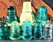 Authentic Unaltered Early-Century Vintage Glass Insulators, Railroad Signal Power Glass Insulators, Variety Starter Pack Circa 1890s 1950s