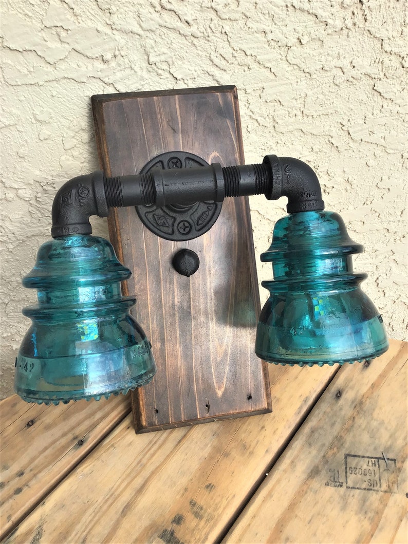 Vintage Hemingray 42 Glass Insulator Wall Sconce. Double Etsy