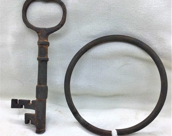 Set of 4 CAST IRON JAIL Keys House RUSTIC WESTERN Prison Key Ring Lock SKELETON