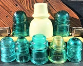 Authentic Unaltered Early-Century Vintage Glass Insulators, Railroad Signal Power Glass Insulators, Variety Starter Pack Circa 1890s 1950s