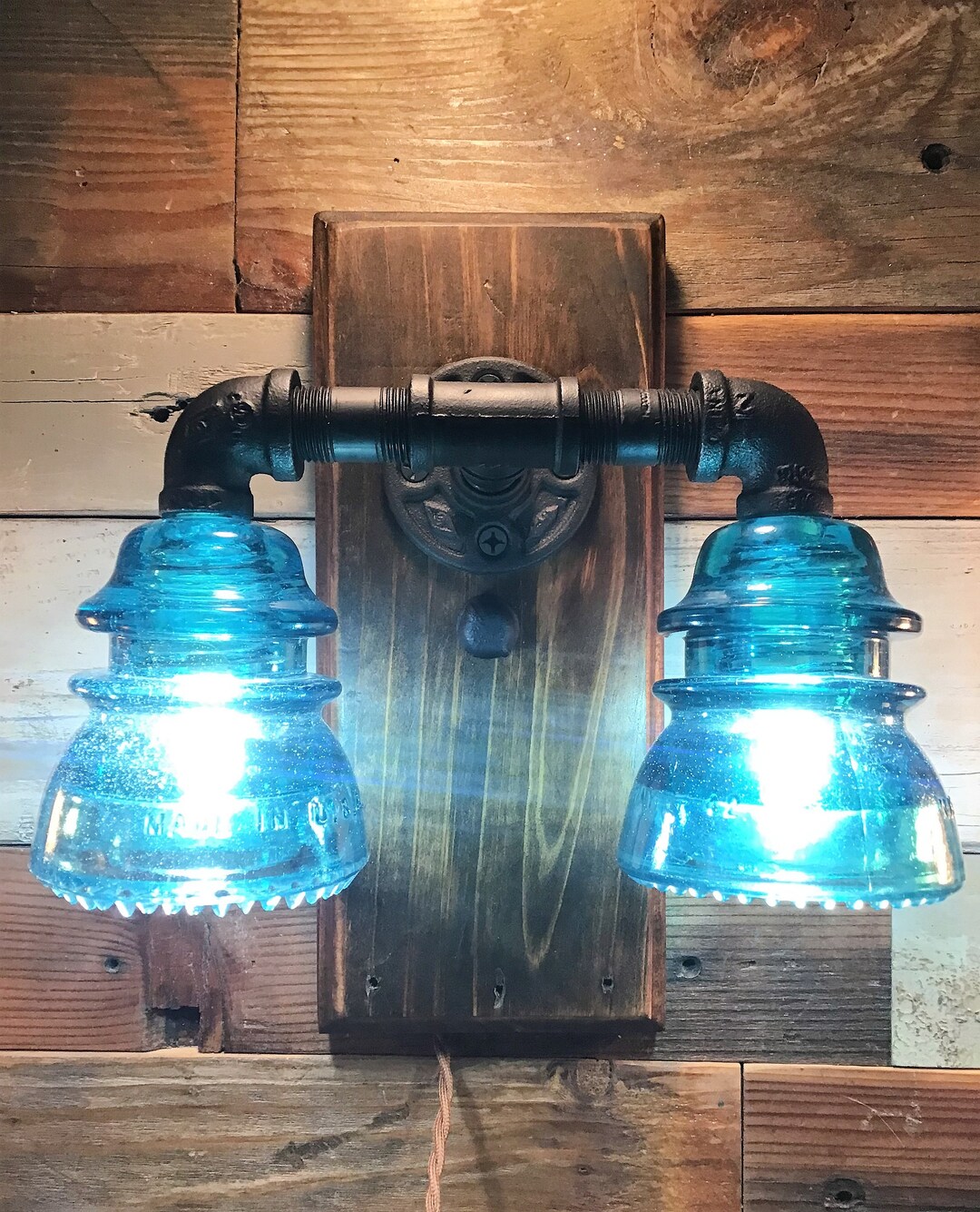 Vintage Hemingray 42 Glass Insulator Wall Sconce. Double Etsy