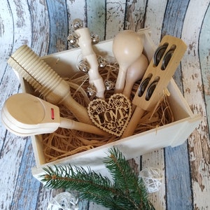 Perccusion instrument Set of instruments Wooden instruments Montessor Kids instruments Castanete Guiro Jingle stick Maracas Waldorf