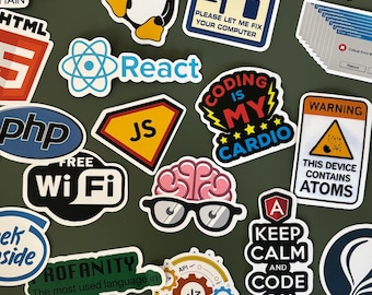 50 Stickers coding web developers Algorithm programming - Vinyl stickers bundle- Funny stickers pack- stickers