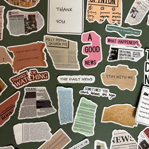 50 adesivi Daily News - journaling - scrapbooking - carnet decorativo - pacchetto adesivi in vinile - pacchetto adesivi divertenti - autocollanti
