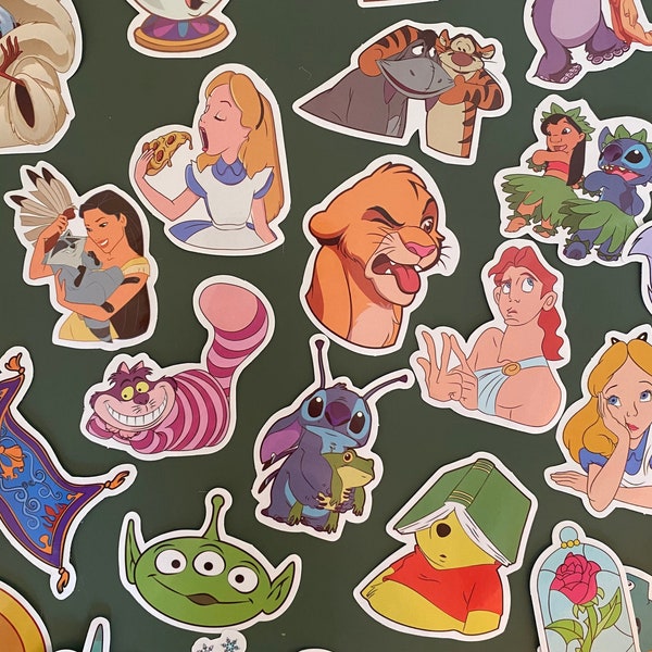 50 Stickers pack Disney - Vinyl stickers bundle- Funny stickers pack- stickers - Lilo stitch - Alice in wonderland - The Lion King