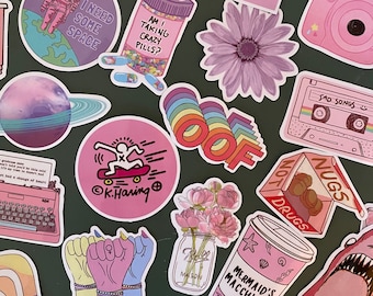 50 pink Feminist stickers - pinterest, girly, feminist - Vinyl stickers bundle- Funny stickers pack- stickers - vsco - girl power