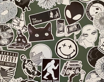 Black and white stickers - Vinyl stickers bundle- Funny stickers pack- stickers