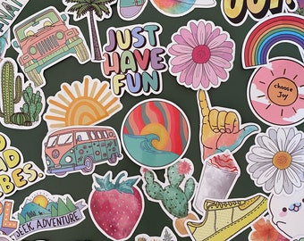 50 Cool Mixed Colors Sticker Lot Fun Pack Skateboard Laptop Car Decals