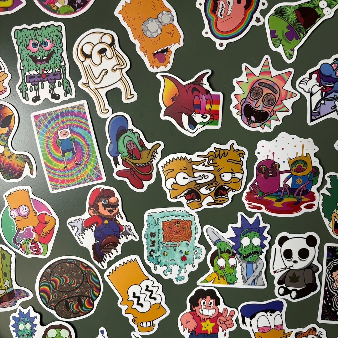 Lot 50 Dark Cartoon Stickers Psychedelic Vinyl Stickers Bundle Funny ...
