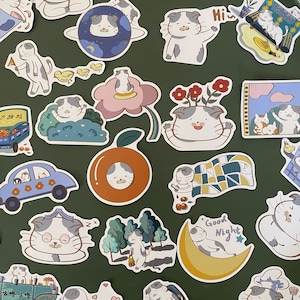 50 Stickers daily Chats pastel - Vinyle stickers bundle- Funny stickers pack- autocollants - anime manga - kawai