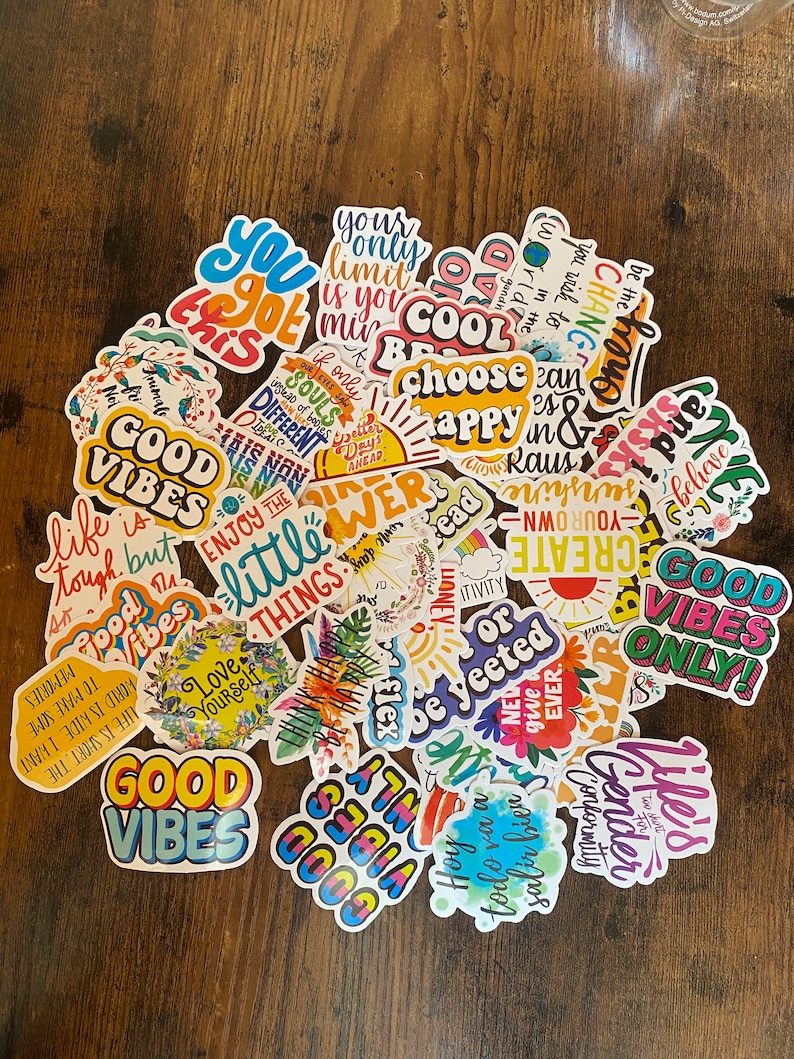 Lot de 50 Stickers autocollants thème citations, quotes, good vibes, bullet journal inspirational and positive quotes image 6