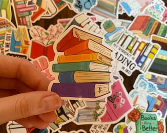 50 Book theme stickers, book lovers, reading